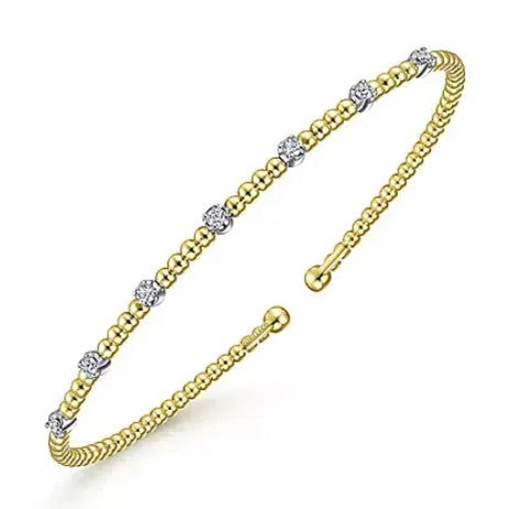 14 Karat Two Tone Bangle Diamond Bracelet - GABRIEL & CO.