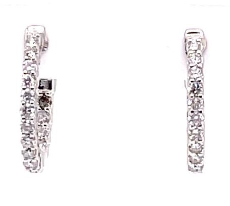 14 Karat White Small Hoop Diamonds Earrings - MALAKAN DIAMOND CO.