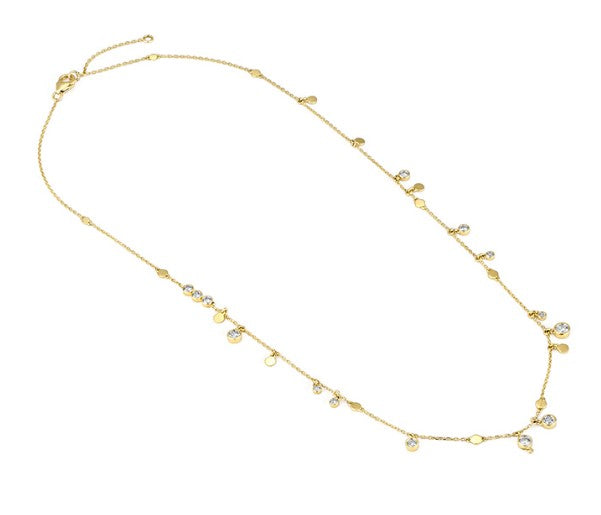 14 Karat Yellow Station Diamond Necklace