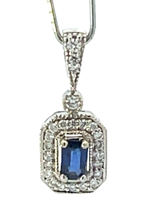 14 Karat White Halo Gemstone Pendant - REAL GEMS CORP