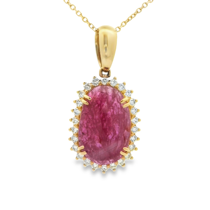 14 Karat Yellow Halo Gemstone Pendant