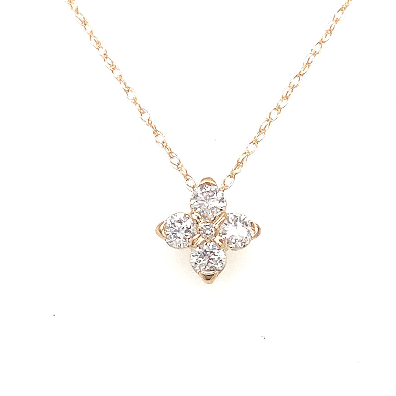 14 Karat Yellow Flower Diamond Pendant - ROYAL JEWELRY MFG, INC.