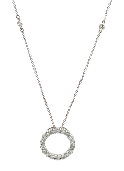 14 Karat White Circle Diamond Pendant - MALAKAN DIAMOND CO.