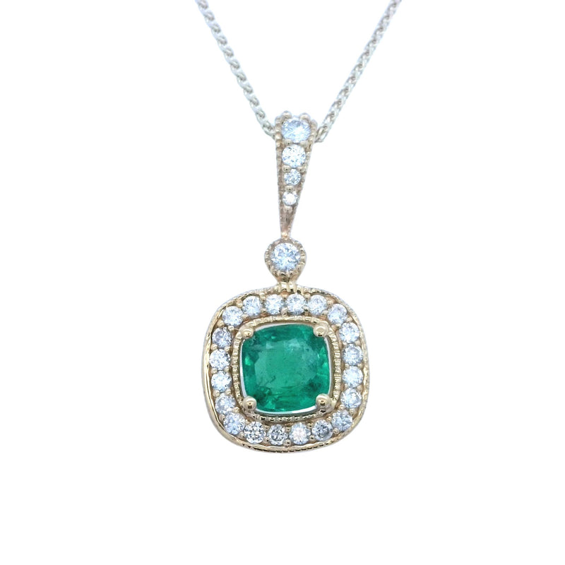 14 Karat Yellow Halo Gemstone Pendant