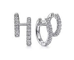 14 Karat White Small Hoop Diamond Earrings