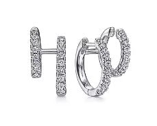 14 Karat White Small Hoop Diamond Earrings