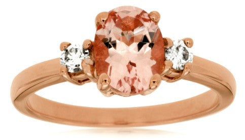 14 Karat Rosé Lady's 3 Stone Gemstone Fasion Ring