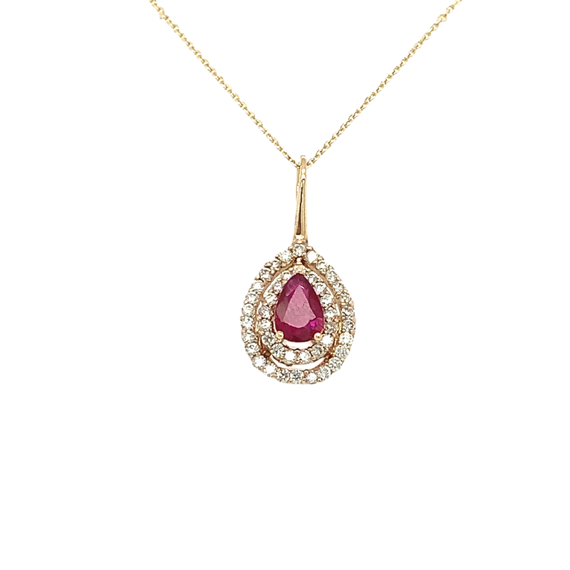 14 Karat Yellow Halo Gemstone Pendant