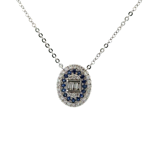 14 Karat White Halo Gemstone Necklace - LALI JEWELS