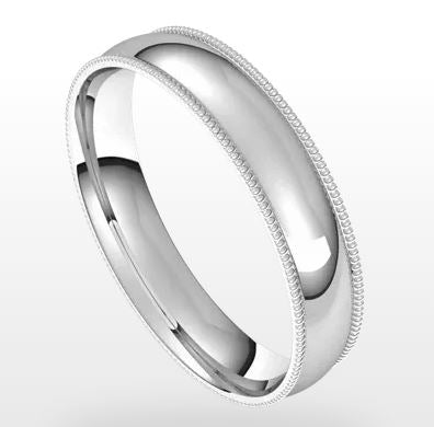 14 Karat White Milgrain Wedding Band - STULLER