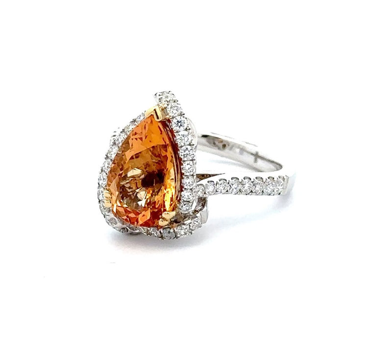 18 Karat White Lady's Halo Gemstone Fasion Ring
