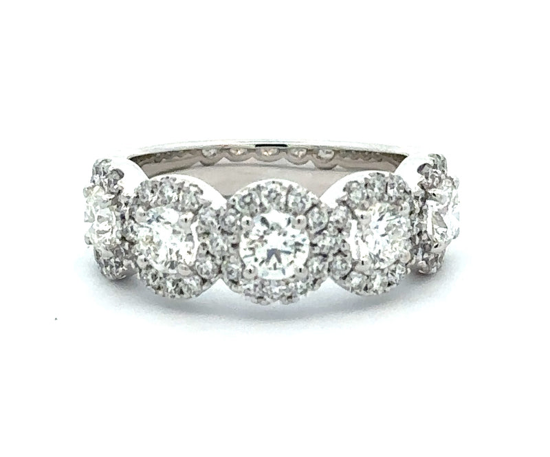14 Karat White Halo Band Band