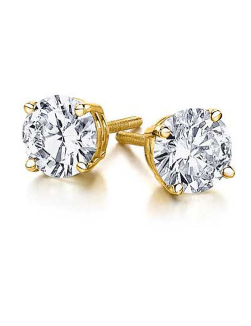 14 Karat Yellow 1.45ct Diamond Stud Earrings - REAL GEMS CORP
