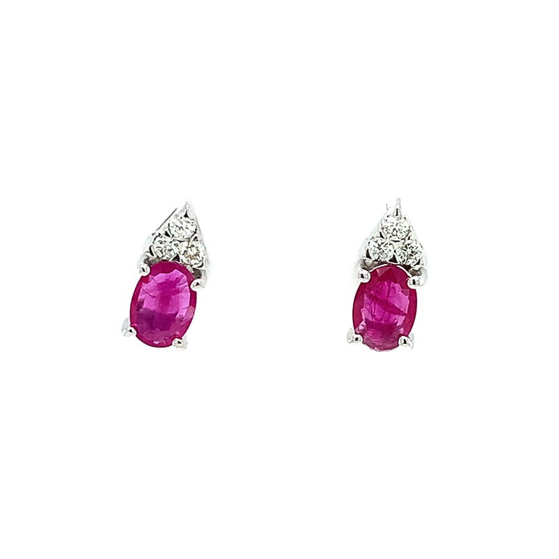 14 Karat White Rubies Gemstone Earrings