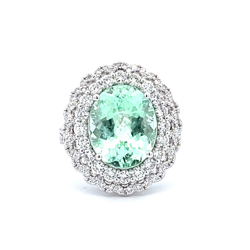 14 Karat White Lady's Halo Gemstone Fasion Ring