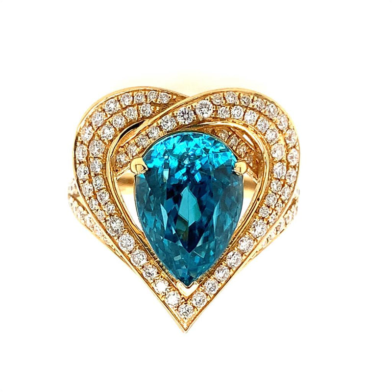 18 Karat Yellow Lady's Gemstone Fasion Ring