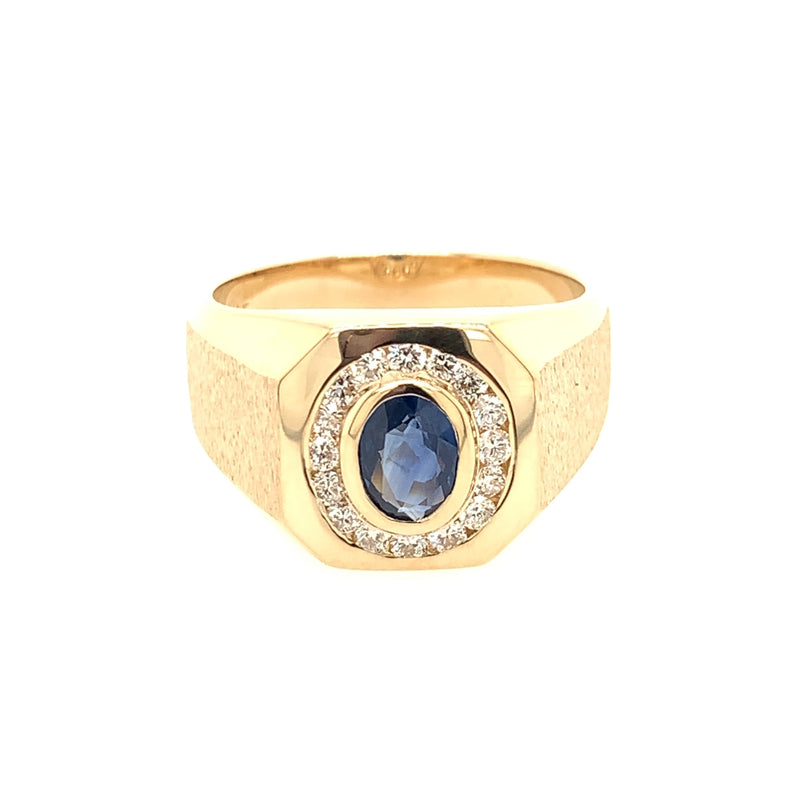14 Karat Yellow Men's Ring Men's Gemstone Ring
