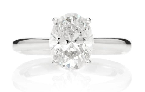 White 14 Karat Solitaire Oval Cut Lab Grown Diamond Engagement Ring - GREEN ROCKS LLC