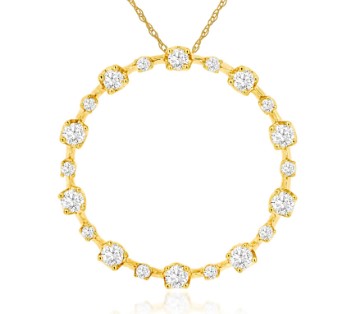 14 Karat Yellow Circle Diamond Pendant - ROYAL JEWELRY MFG, INC.