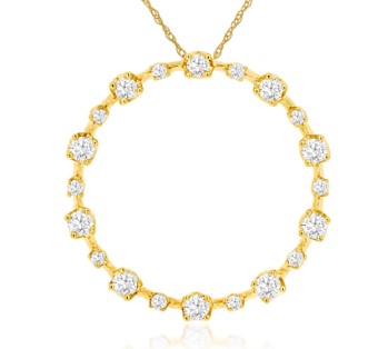 14 Karat Yellow Circle Diamond Pendant