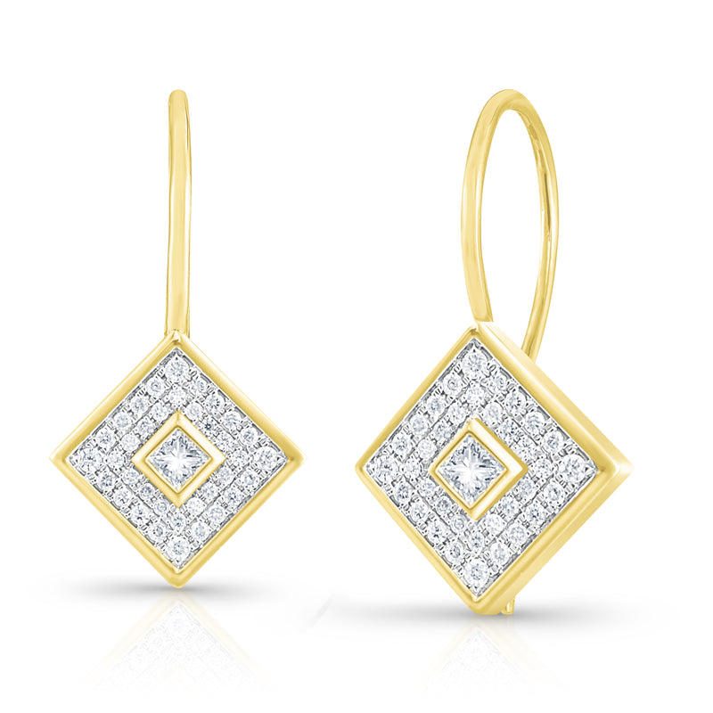 14 Karat Yellow Drop Diamond Earrings