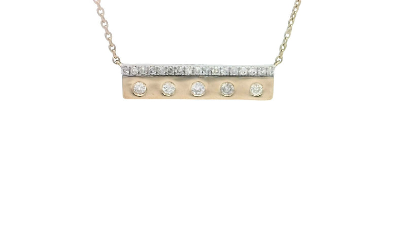 14 Karat Yellow Bar Diamond Necklace