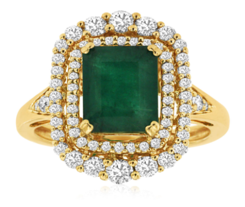 14 Karat Yellow Lady's Halo Gemstone Fasion Ring