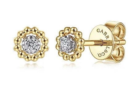 14 Karat Yellow Stud Diamond Earrings