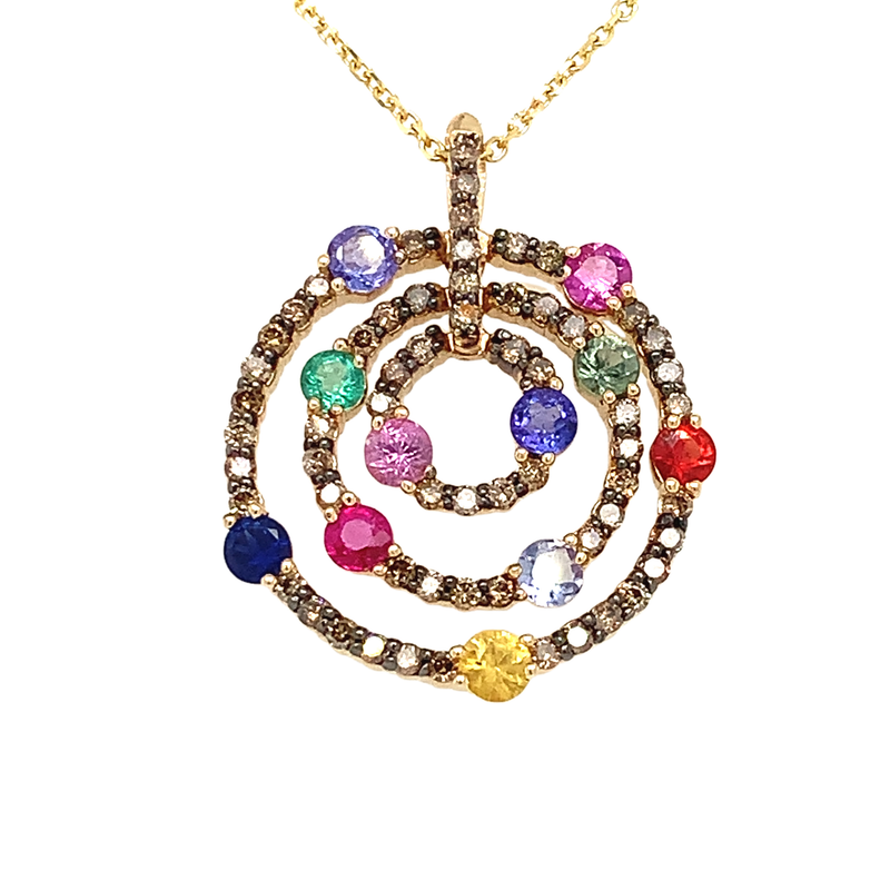 14 Karat Yellow Circle Gemstone Pendant