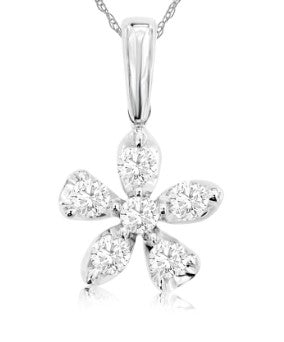 14 Karat White Flower Diamond Pendant