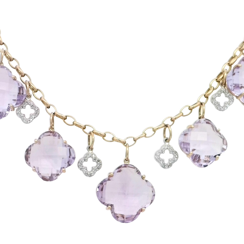 14 Karat Yellow Station Gemstone Necklace