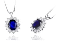14 Karat White Halo Gemstone Pendant