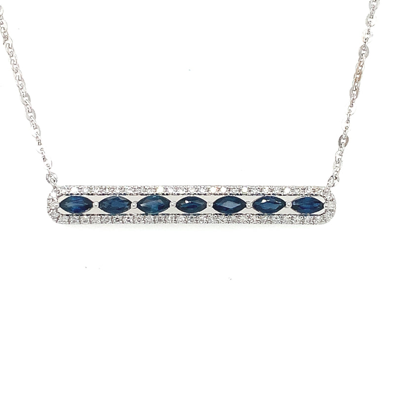 14 Karat White Bar Gemstone Pendant