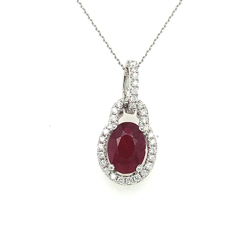 14 Karat White Halo Gemstone Pendant - ADG JEWELS LLC