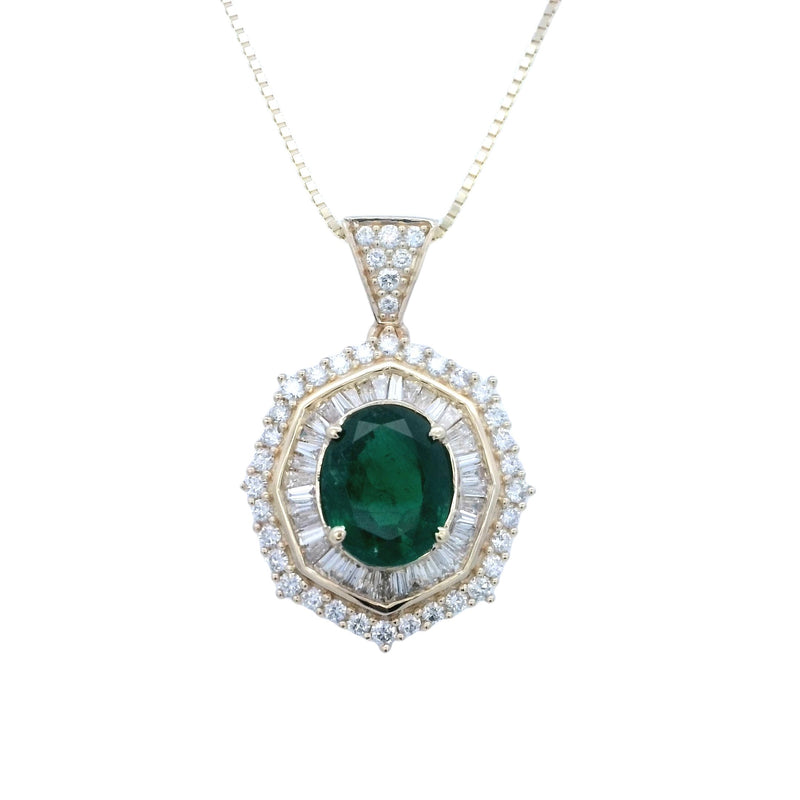 14 Karat Yellow Halo Gemstone Pendant