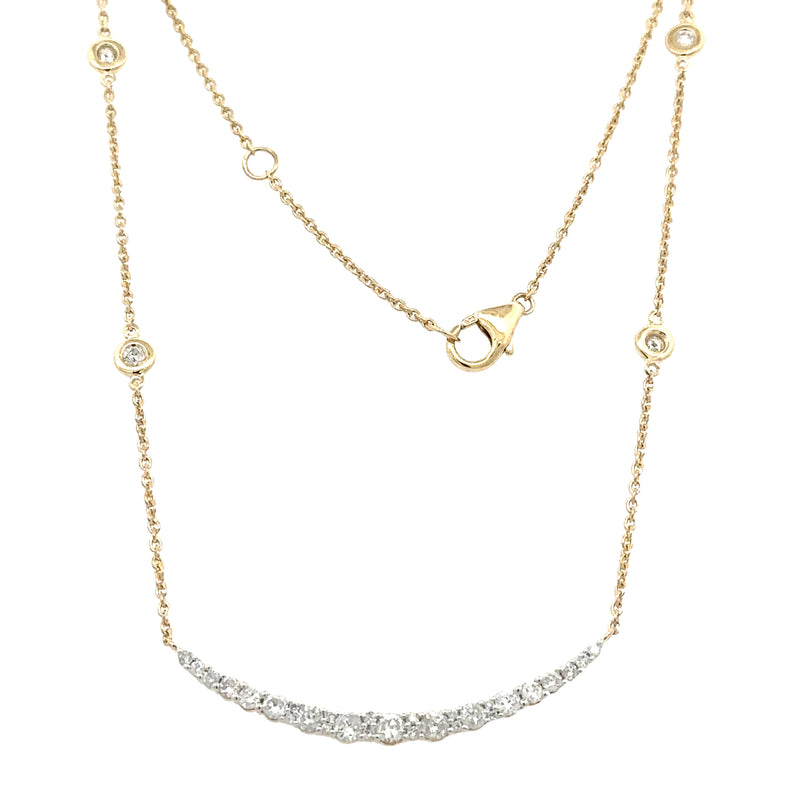 14 Karat Yellow Bar Diamond Necklace