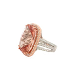 14 Karat Two Tone Lady's Halo Gemstone Fasion Ring