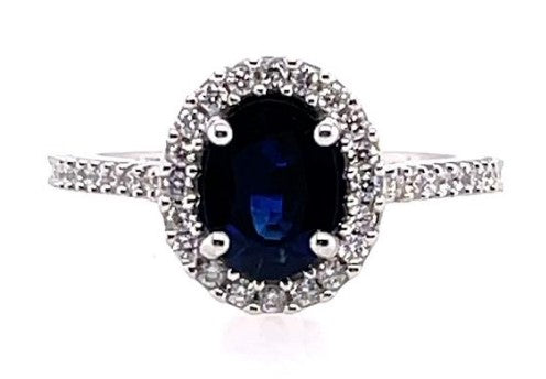14 Karat White Lady's Halo Gemstone Fasion Ring