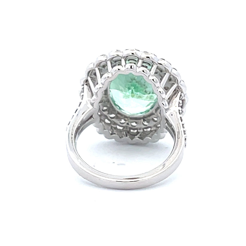 14 Karat White Lady's Halo Gemstone Fasion Ring
