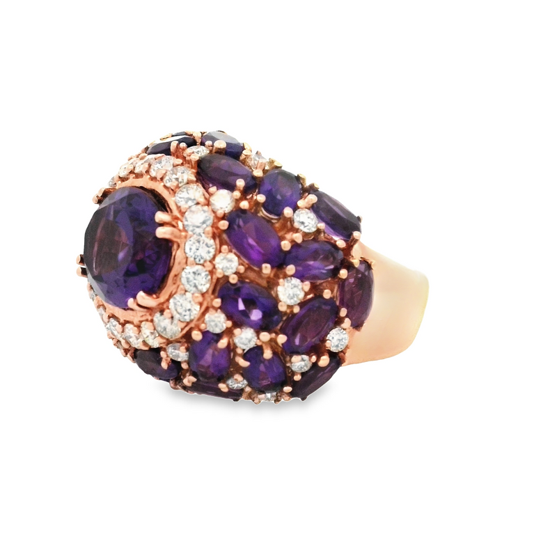 14 Karat Rosé Lady's Cluster Gemstone Fasion Ring