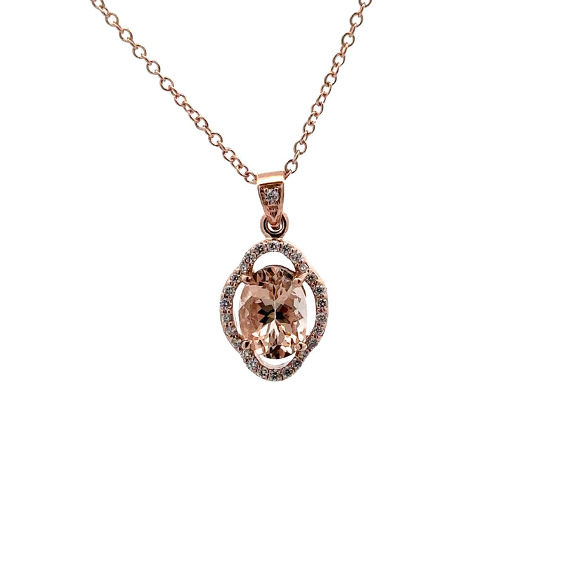 14 Karat Rosé Halo Gemstone Pendant