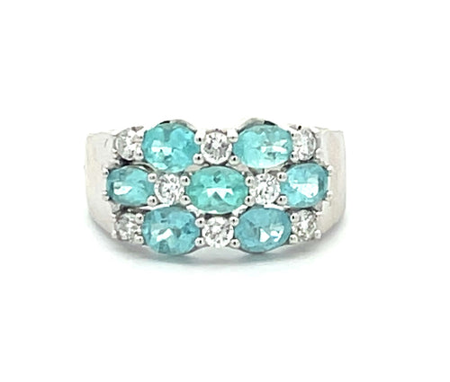 14 Karat White Lady's Cluster Gemstone Fasion Ring - MALAKAN DIAMOND CO.