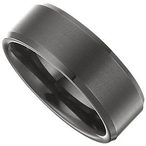 8mm Ceramic Bevel Edge Wedding Band - HEAVY STONE RINGS